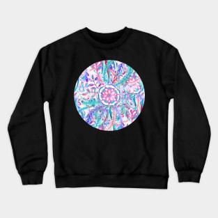 Boho Flower Burst in Pink and Teal Crewneck Sweatshirt